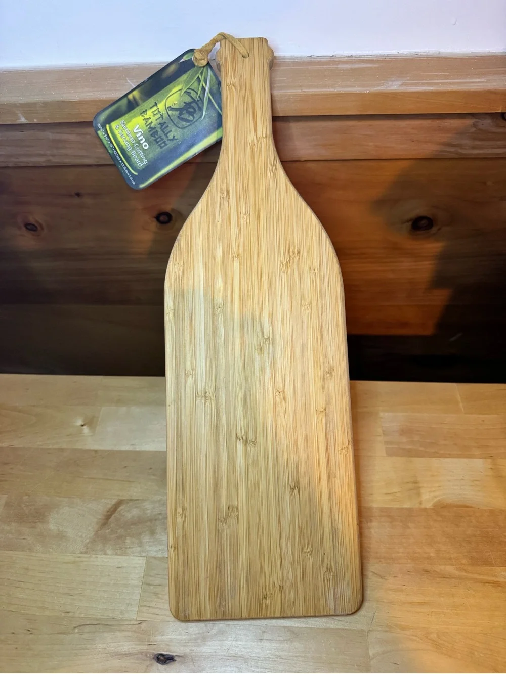 Bamboo Serving Paddle Board - Natural Wood - Bamboo - wine shaped cutting board